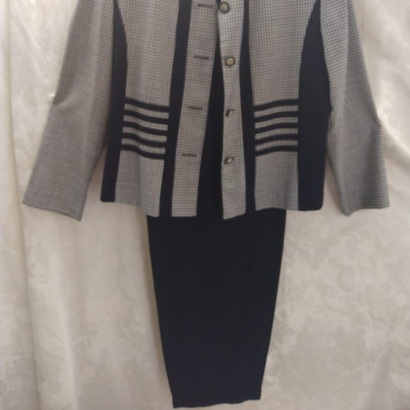 Size 14 2pc Pants/Suit Set Black & White by Perceptions by Irene B - Picture 2 of 13